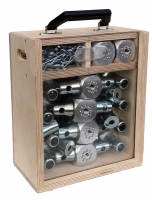 Kistje voor dices, incl 16 x dice Aluminium, Euro, Global